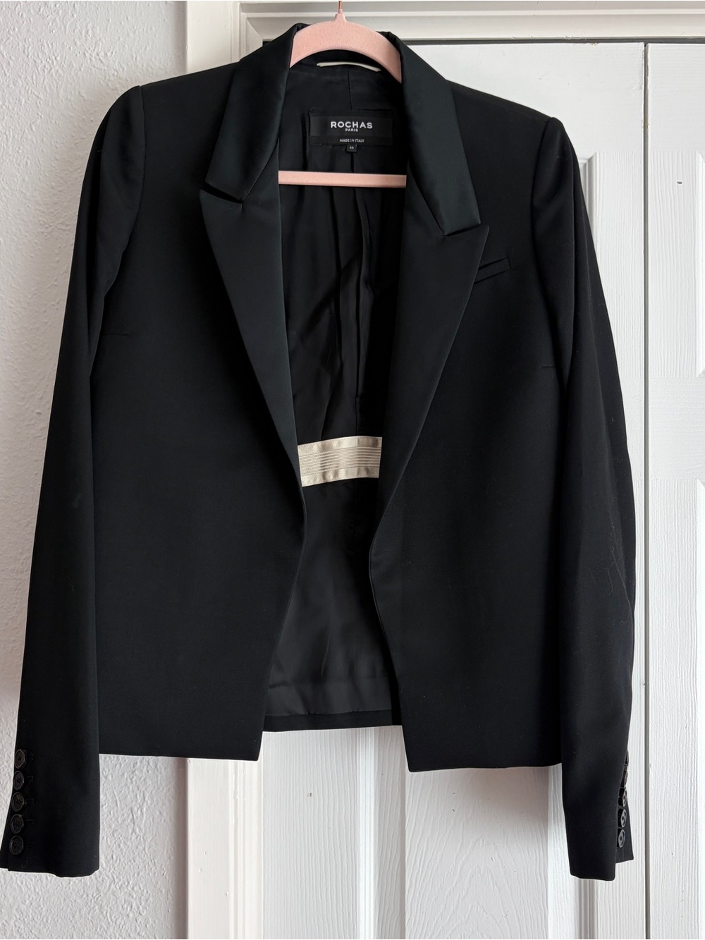 Rochas Paris size 40 Black Wool Blazer Jacket